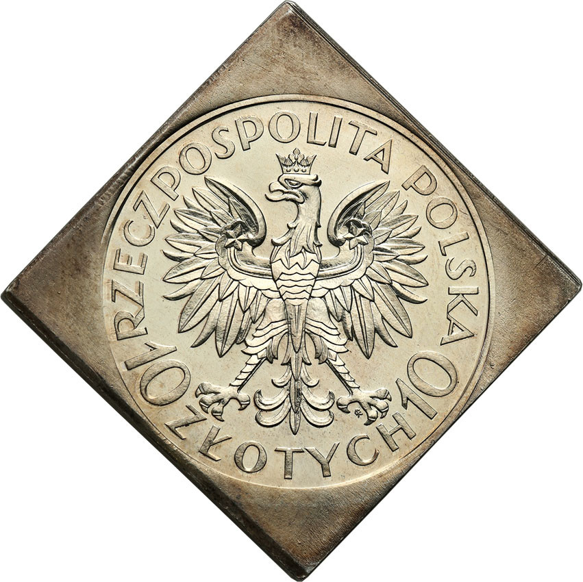 II RP. PRÓBA srebro 10 złotych 1933 klipa, Jan III Sobieski PCGS PR62 (2 MAX) LUSTRZANKA